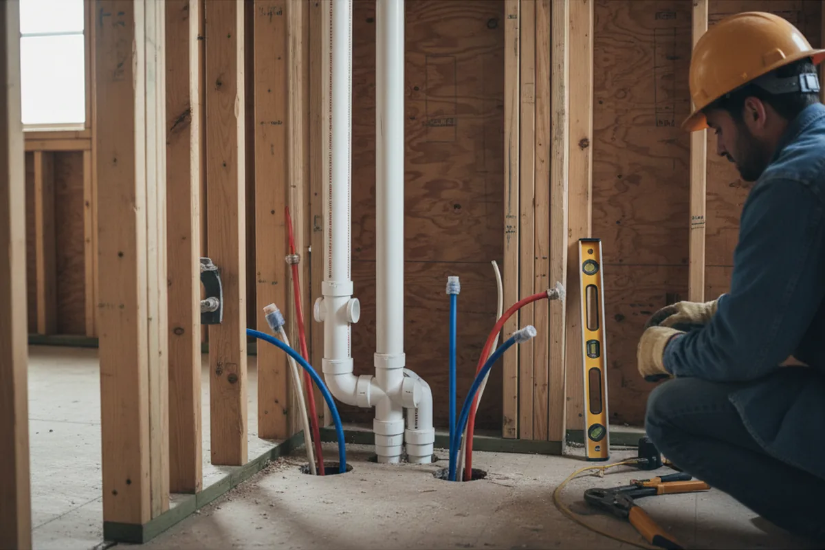 Drain and supply rough-in during Leak Detection in Mont Clare